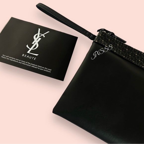 Black/Gold (Faux-Leather) YSL Beauty (Yves Saint Laurent) Cosmetic-Makeup Bag - Picture 10 of 16